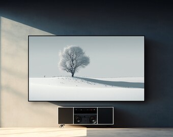 Wall art for Samsung Frame TV Art  digital art   66 Winter Wonderland Snowy Landscape White Tree