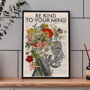 Sii gentile con la tua mente Poster, Arte dell'amor proprio, Consapevolezza della cura di sé, Poster sulla salute mentale, Arte sulla salute mentale, Arte della cura di sé, Ama te stesso