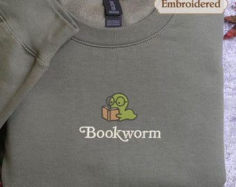 Embroidered Bookworm Sweatshirt, Bookish Sweatshirt, Gift for Book Lovers, Librarian Gift, Book Lover Sweater, Sorry I'm Booked shirt