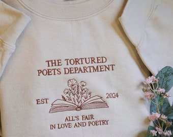Geborduurde poëzie Crewneck, trots lid van dichter Dept Sweatshirt, liefde en poëzie, nieuw album sweatshirt, gemarteld lid shirt