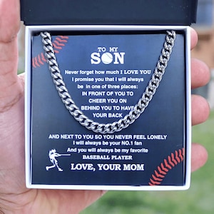 Personalisierte Jungen Baseball-Halskette für meinen Sohn von Mama, benutzerdefinierte Jungen-Baseball-Spieler-Geschenk von Papa, Inspiration Männer Vatertag kubanische Gliederkette