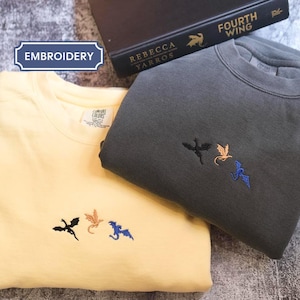 Comfort Colors Tiny Dragons Embroidered Fourth Wing Embroidered BookTok Bookish Gifts Dragon Basgiath War College Crewneck