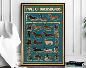 Arten Von Dackel Poster, Dackel Poster, Dackel Kunstdruck, Dackel Wand-Dekor, Dackel Kunst, Dackel Wandbehang