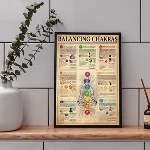 Poster di bilanciamento dei chakra, poster dei chakra, poster di yoga, arte dei chakra, arte murale yoga, decorazione dei chakra, stampa di meditazione, regalo per gli amanti dello yoga