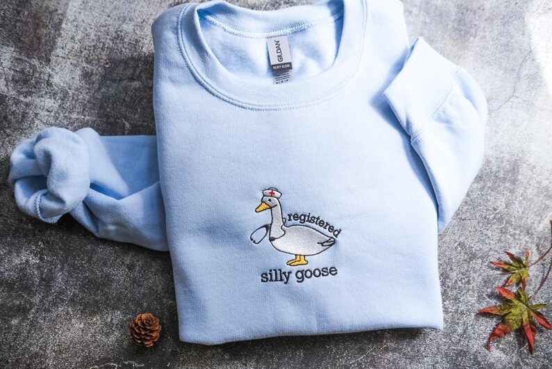 Embroidered Nurse Silly Goose Sweatshirt | Trendy Sweatshirt | Gift For Her | Silly Goose University | Funny Embroidered Shirt image 5