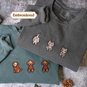 Comfort Colors Stardew Valley Pixel Cats sweater, Valley dogs hoodie, Embroidered Gamer Shirt, Cozy Gaming Hoodies Gift for him,