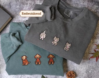 Comfort Colors Stardew Valley Pixel Cats sweater, Valley dogs hoodie, Embroidered Gamer Shirt, Cozy Gaming Hoodies Gift for him,