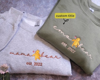 Personalized Mama Bear Winnie The Pooh Sweatshirt Mama Est Sweatshirt Gift for Mom Mothers Day Thoughtful Gifts for Mom Custom Mama Crewneck