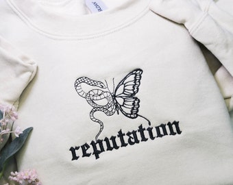 Rep snake butterfly Embroidered Crewneck Sweatshirt, snake butterfly vintage reputation sweater hoodie