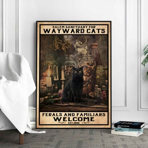 Halloween Blechschild 'Salem Sanctuary For Wayward Cats' – Retro Kürbis Katze Design, 20x30 Cm