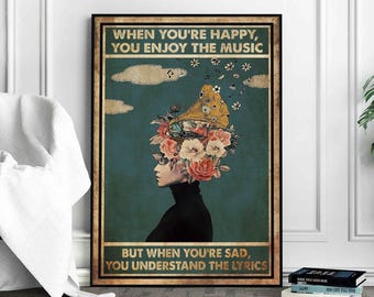 Lámina artística de gramófono vintage: colgante de pared para amantes de la música