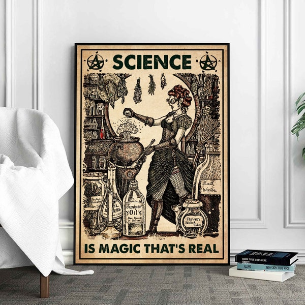 Science Is Magic That's Real Witchy Poster, Science Art Print, Science Wall Art, Science Lover Gift, Science Classroom Decor, Science Art