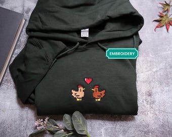 EMBROIDERED Stardew Valley Chicken Sweatshirt, Perfect Gift for Gamers, Stand out with Gaming-inspired Fashion, Handcrafted Gaming Apparel