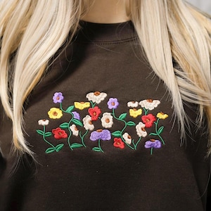 Embroidered Vintage Flowers Sweatshirt, Piano Flowers embroidered, Wildflowers Embroidered surprise songs piano Gift for Her,Eras gift shirt