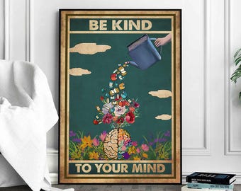 Be Kind To Your Mind Poster: Bookish Classroom Decor