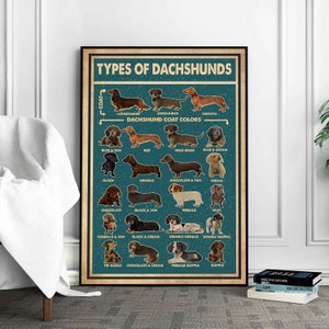 Types Of Dachshunds Poster, Dachshund Poster, Dachshund Art Print, Dachshund Wall Decor, Dachshund Art, Dachshund Wall Hanging