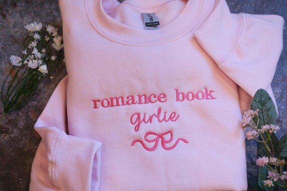 Embroidered Romance Book reader Sweatshirt, Cute bow Bookish Sweatshirt, Romance Book Girlie, Book Lover gift, Romance Reader shirt