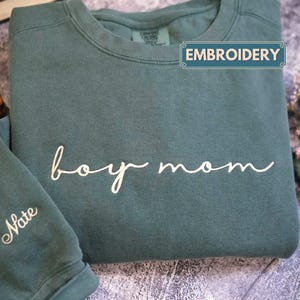 Sweat-shirt brodé « Maman garçon » avec prénoms personnalisés, cadeau pour la fête des mères