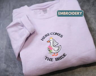 Embroidered Silly Goose Bride Shirt, Bride To Be Funny Goose Lover Shirt, Embroidered Bride Tshirt