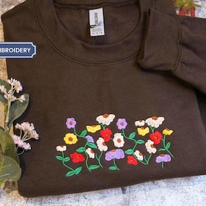 Embroidered Vintage Flowers Sweatshirt, Piano Flowers embroidered, Wildflowers Embroidered surprise songs piano Gift for Her,Eras gift shirt