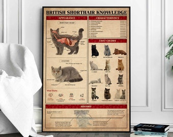 British Shorthair Knowledge Poster, British Shorthair Cat Decor, British Shorthair Print, British Shorthair Wall Art, British Shorthair Gift