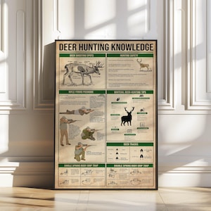 Deer Hunting Knowledge Vintage Poster, Deer Retro Art Print, Deer Hunting Poster, Knowledge Poster, Gift For Hunting Lover, Home Wall Decor