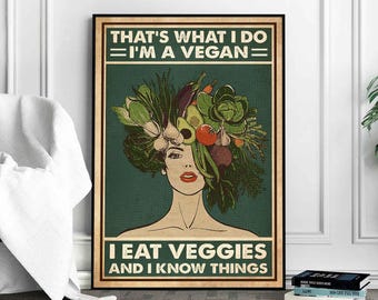 Veganes Poster: Ich esse Veggies und weiß Dinge Kunstdruck