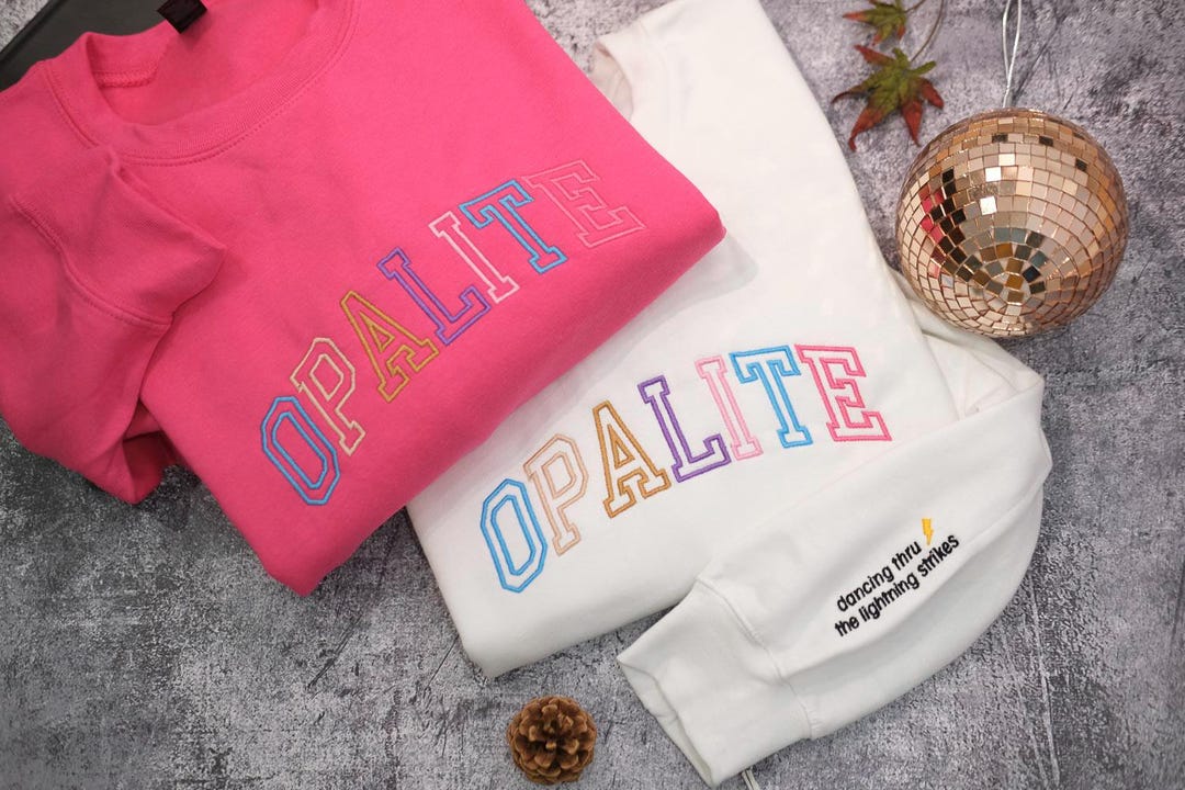 Embroidered Sweatshirt Opalite With Sleeve Dancing Thru The Lightning