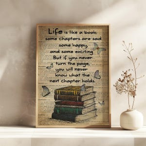 Book Quote Art Print, Cozy Bookshop Illustration, Library Wall Decor ...