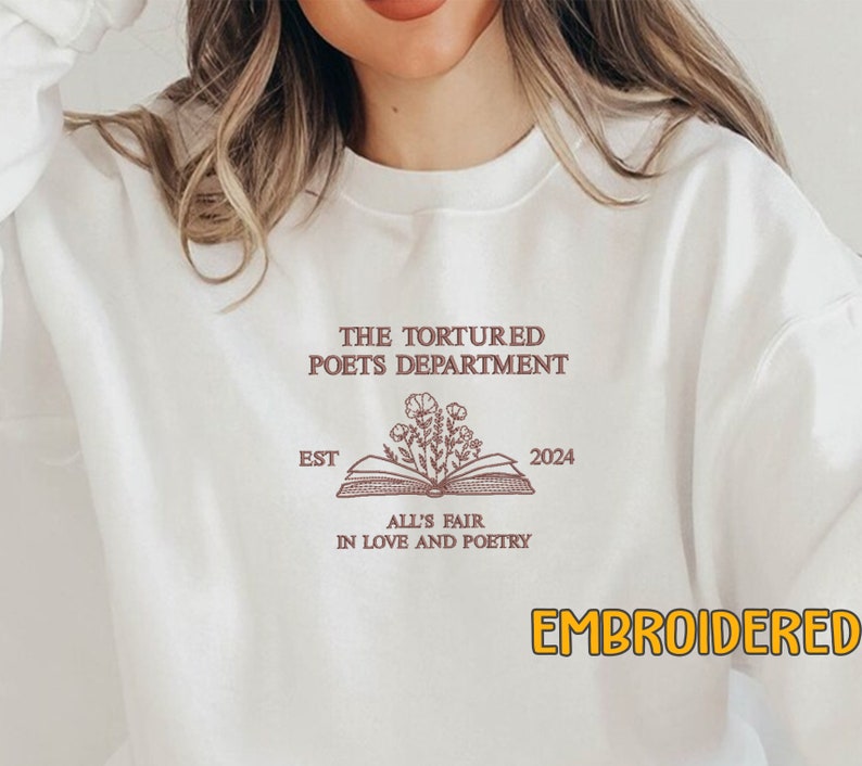 Embroidered Poetry Crewneck, Proud member of Poet Dept Sweatshirt, Love and Poetry, New Album Sweatshirt, Tortured Member Shirt image 2