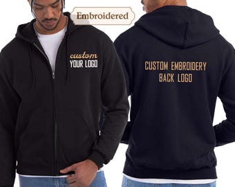 Custom 2-side Embroidered Jacket Personalized Zip Up, Custom Name, Business Logo, Custom Text embroidery, Bachelorette party, Christmas gift