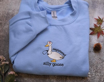 Embroidered Nurse Silly Goose Sweatshirt | Trendy Sweatshirt | Gift For Her | Silly Goose University | Funny Embroidered Shirt