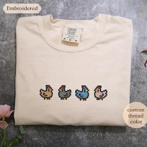 Stardew Valley Chicken embroidered Sweatshirt, Perfect Gift for Gamers, Stand out with Gaming-inspired Fashion, Handcrafted Gaming Apparel