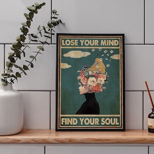 Music Vintage Poster, Lose Your Mind Find Your Soul Poster, Phonograph Record Print, Music Art, Music Wall Art, Music Gifts, Music Prints