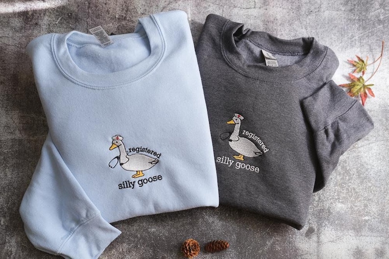 Embroidered Nurse Silly Goose Sweatshirt | Trendy Sweatshirt | Gift For Her | Silly Goose University | Funny Embroidered Shirt image 2