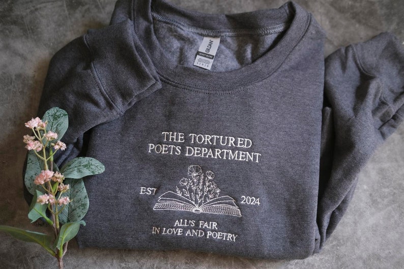 Embroidered Poetry Crewneck, Proud member of Poet Dept Sweatshirt, Love and Poetry, New Album Sweatshirt, Tortured Member Shirt image 3