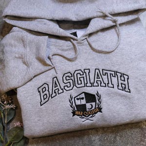 EMBROIDERED Basgiath War College Sweatshirt, Fourth Wing Dragon Rider Violet Sorrengail Xaden Riorson Fantasy Bookish Empyrean Series Shirt