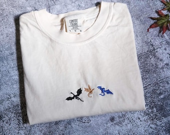 Comfort Colors Tiny Dragons Embroidered Fourth Wing Embroidered BookTok Bookish Gifts Dragon Basgiath War College Crewneck