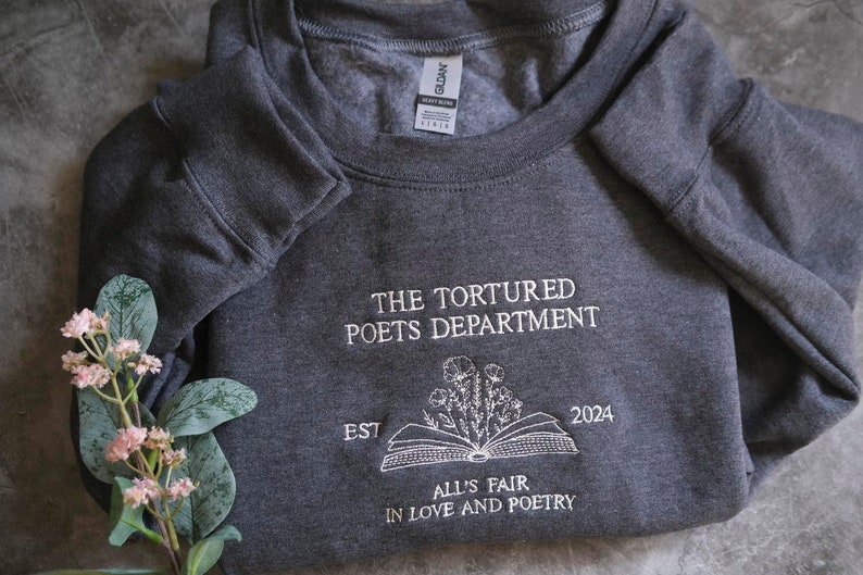 Embroidered Poetry Crewneck, Proud member of Poet Dept Sweatshirt, Love and Poetry, New Album Sweatshirt, Tortured Member Shirt image 5