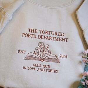 Embroidered Poetry Crewneck, Proud member of Poet Dept Sweatshirt, Love and Poetry, New Album Sweatshirt, Tortured Member Shirt image 4