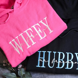 Custom Wifey Sweatshirt-Wife Sweatshirt-Future Mrs Sweatshirt-Gift for Her-Bride Sweatshirt-Embroidered Comfort Colors Mr and Mrs hoodies