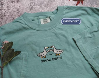Embroidered Goose Bumps Comfort Colors T-Shirt Goose Bumps T-Shirt Comfort Colors Cozy T-Shirts Unisex Goose Shirt Fathers Day Gift