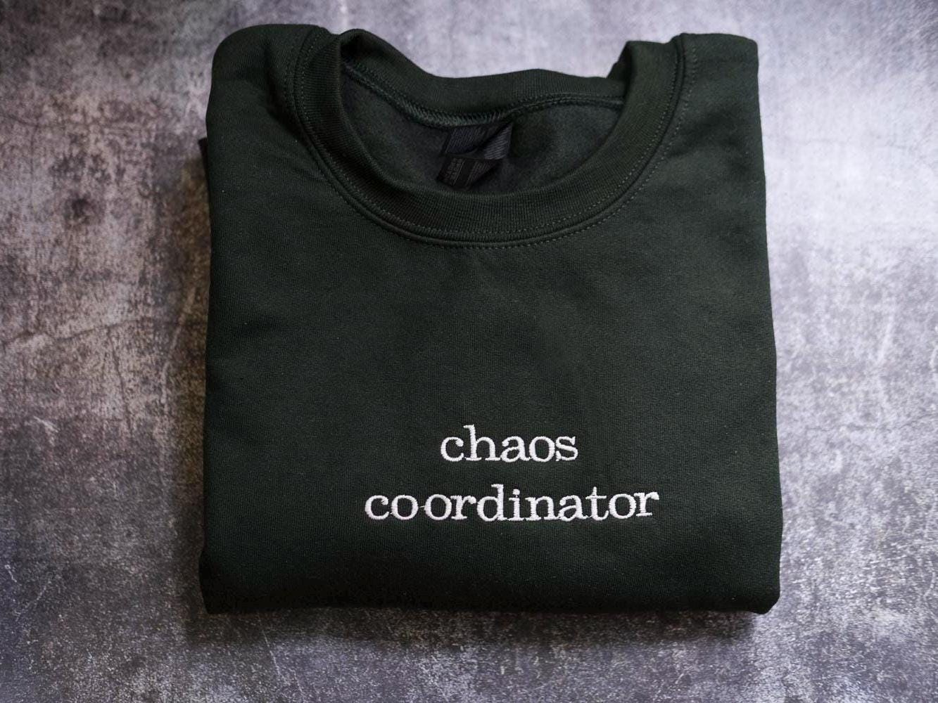 Chaos Coordinator Embroidered Crewneck Sweatshirt, Funny Meme Trend Embroidered Shirt, Mom Gifts