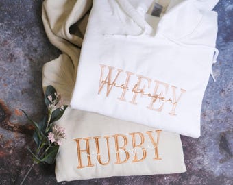 Custom Wifey Sweatshirt-Wife Sweatshirt-Future Mrs Sweatshirt-Gift for Her-Bride Sweatshirt-Embroidered Comfort Colors Mr and Mrs hoodies