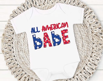 Alle Amerikaanse Babe Baby Romper, Retro Patriottische Romper, Cute Fourth of July Baby, Amerikaanse baby outfit, 1e 4 juli Outfit, Baby Top