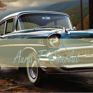 Ready-to-Use Facebook Header - Cruise Down Memory Lane with our Classic Blue &#39;57 Chevy | Perfectly Sized for Facebook Header