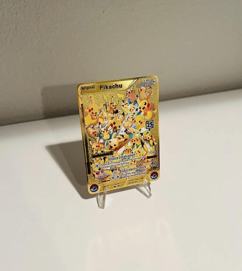 Pikachu Gold Metal Custom Fan Card - Etsy