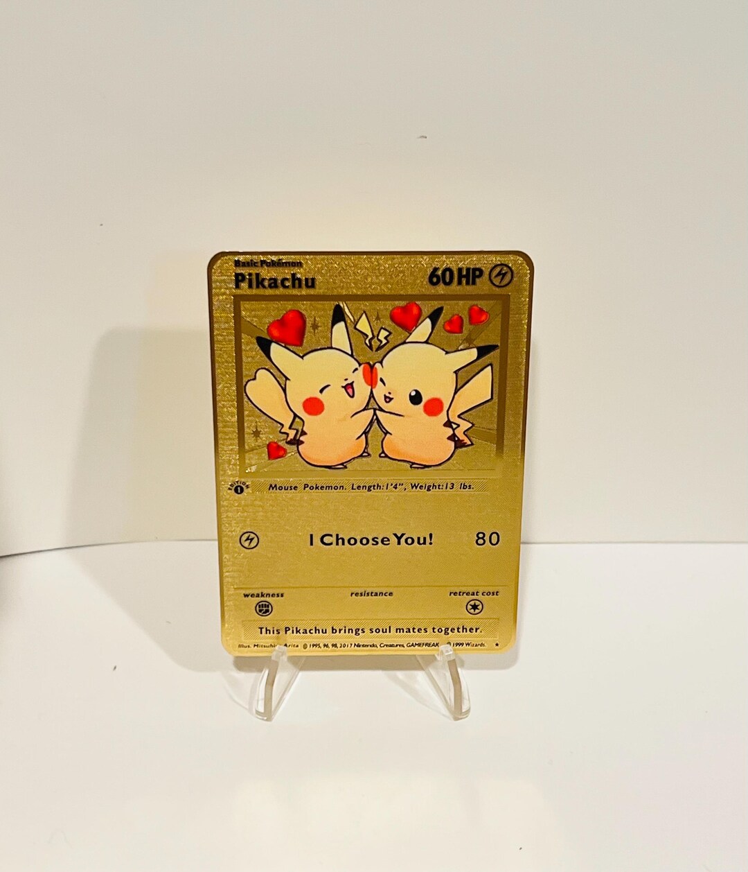 I Choose You Gold Metal Custom Fan Card Pika - Etsy