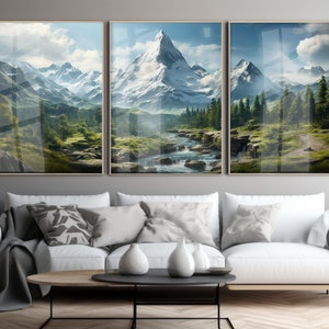 Set of 3 art prints Forest Mountain Nature Landscape Photography, Nature Wall art prints, living room wall decor, Modern -WLN03