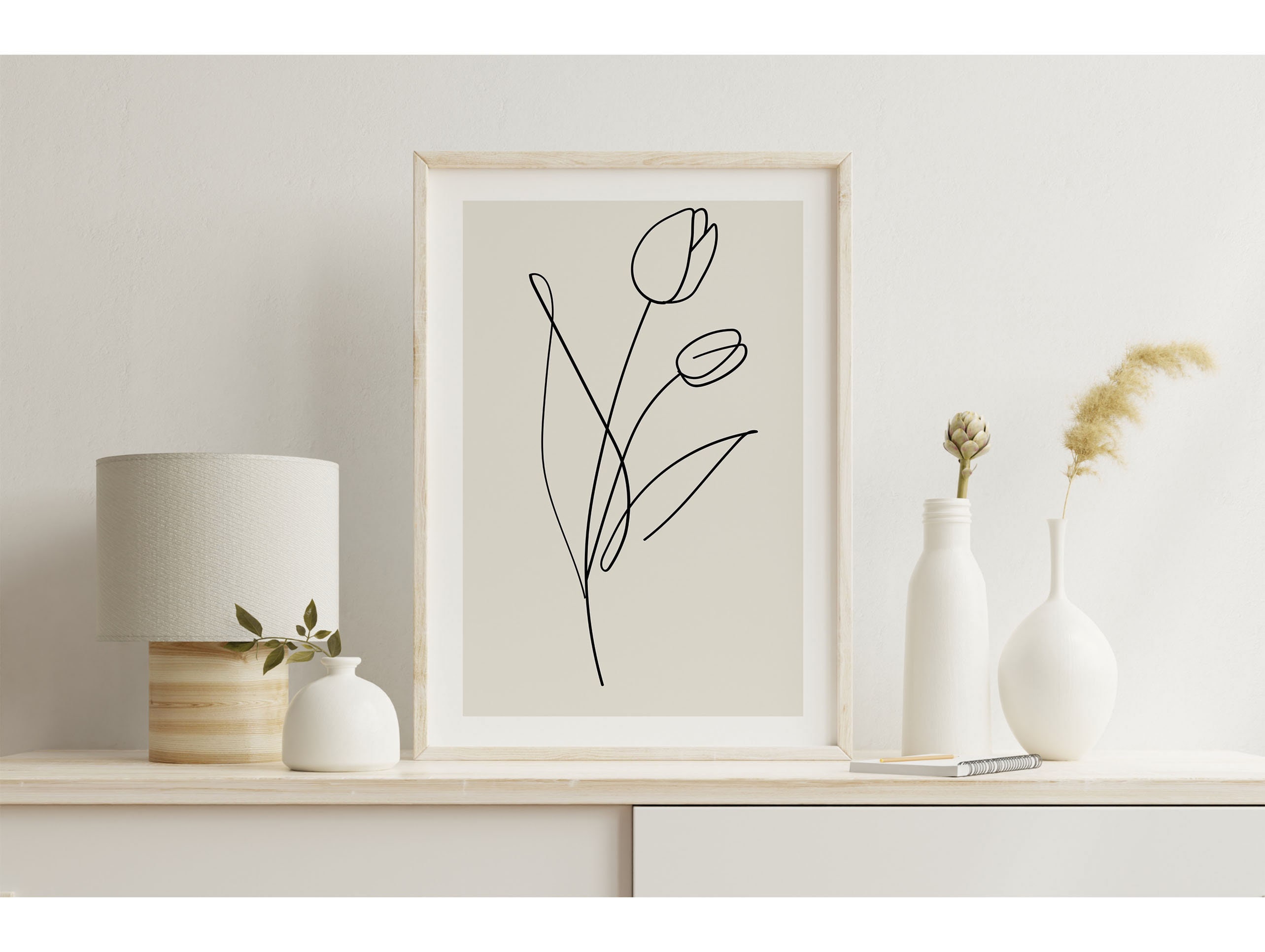Minimalist Floral Line Art Prints: Set of 3 Botanical Wall Decor ...